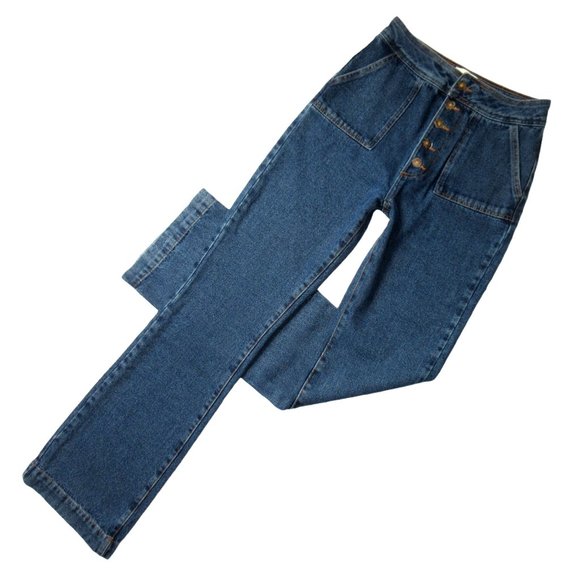 Sezane Denim - NWT Sezane Tommy in Bleu Denim Exposed Button High Rise Trouser Jeans 38 / US 6